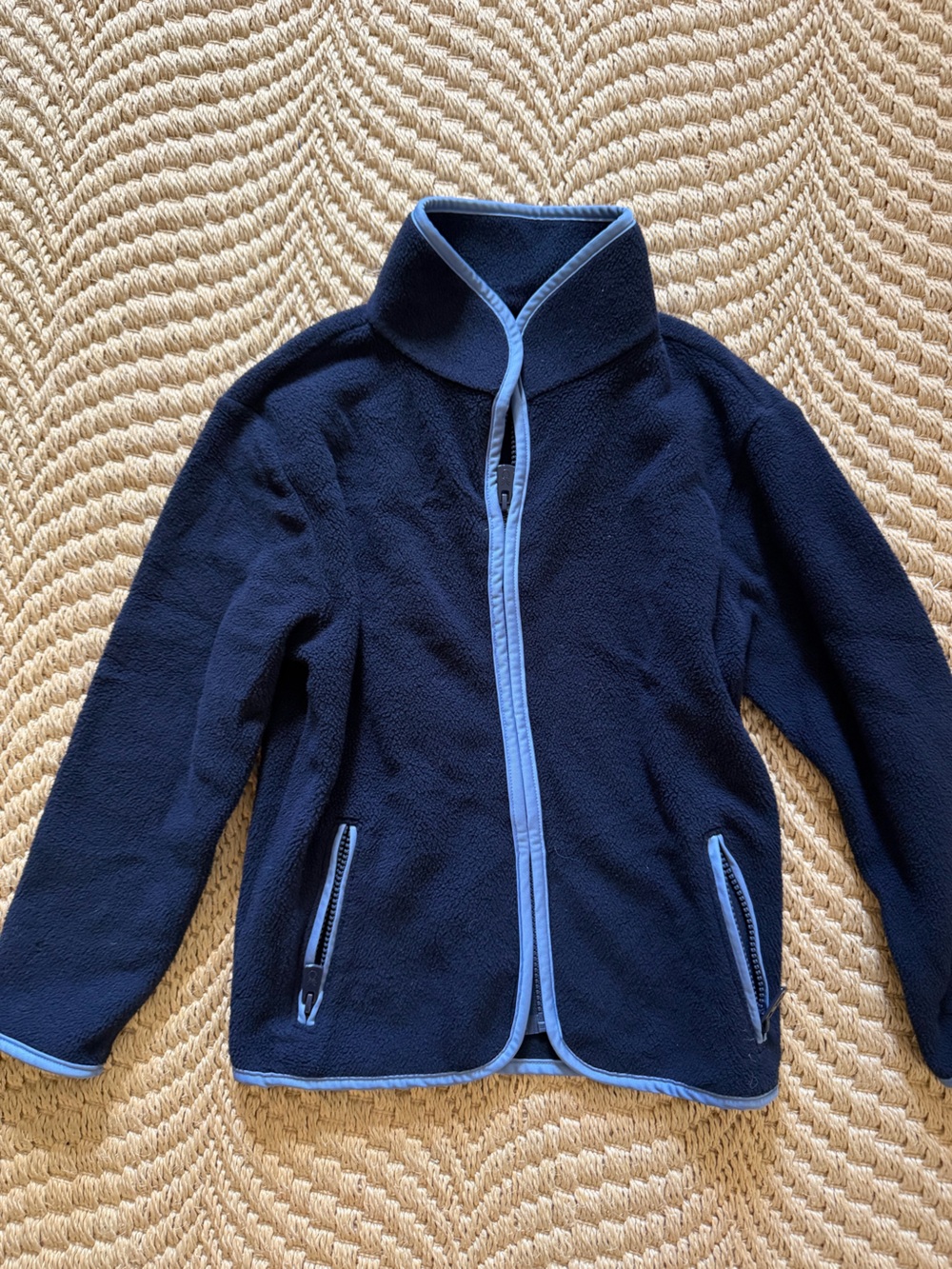 Kids Dudley Stephens Navy Fleece Zip Jacket with Light Blue Trim